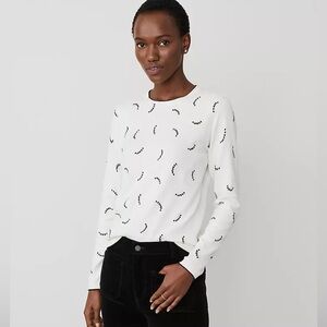 Ann Taylor Vines Crew Neck Lightweight Sweater (100% Cotton, Size Small)